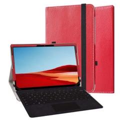 Surface Pro X ケース MaKstu ペンホルダー付き スリム 赤