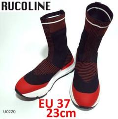 RUCOLIN ソックススニーカー 厚底 バイカラー ニット