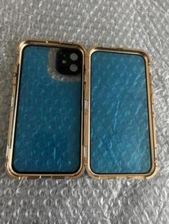 iPhone12pro用ガラスケース クリア 両面 ゴールドiphoneケース