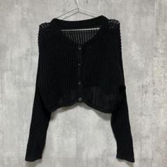 pom ponette AMI 鍵あみニット　ショート丈　袖長め　Lサイズ