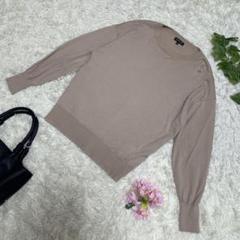 美品　インディヴィ　薄手ニット　ベージュ　ウール100% 38 Mサイズ