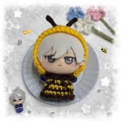 【新作】編み物 ちびぐるみ ぬい服 ボンネット ハチ ミツバチセット