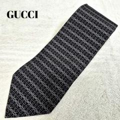極美品 GUCCI グッチ ネクタイ GGマーモント 総柄 シルク グレー