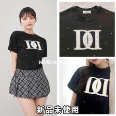 新品タグ付 ダーリッチ キルティングアップリケビジューTシャツ ブラック ダーリッチ Darich キルティングアップリケビジューTシャツ