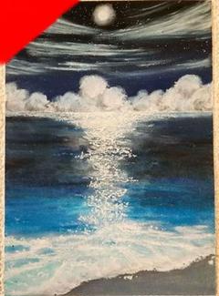 海の絵　世界で１枚　風景画　パステル画　絵画　癒し　ヒーリング　アート 星空のサムネイル