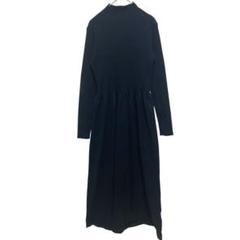 神戸レタス ニットワンピース ロングワンピース リブ ハイネック 上品 ブラック