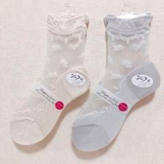 シルク混 靴下 くつした レディース シースルー レース 春 夏 刺繍 ソックス