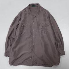 90s Vintage シルク100% L/S シャツ 燻み 光沢 ドレープ