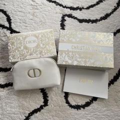 Dior ホワイトポーチ ロゴ刺繍付き　BOX付