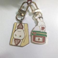シマエナガ　ウサギ　金属ストラッブ　キーチェーン