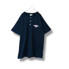 HRLA ヘンリーネック半袖Tシャツ　ブラック　綿　アメリカ製　ビンテージ　古着