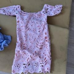 フラワー刺繍オフショルダー ワンピース