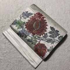 名古屋帯 花柄刺繍 唐花　光沢生地 太鼓柄NO.15