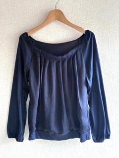 matriceネイビー オフショルダープリーツブラウス40サイズ