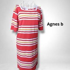 Agnes b アニエス ボーダーワンピース 膝丈 Tシャツワンピース