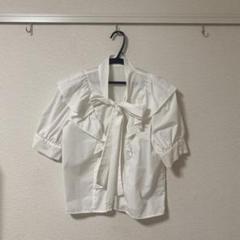 リボン　半袖　Tシャツ　白　レディース　ガーリー