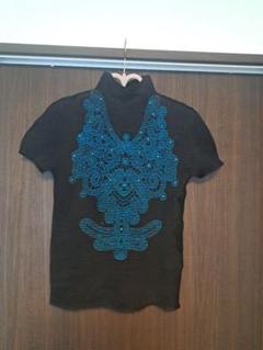 イッセイミヤケme ビーズ刺繍 半袖カットソー 黒　サイズF イッセイミヤケme ビーズ刺繍 半袖カットソー 黒 サイズF - メルカリ