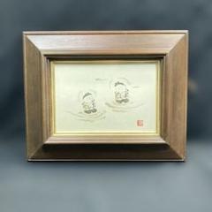 美品 掛け軸 佐久間顕一作 百体合掌童子図 共箱 版画 太巻き付