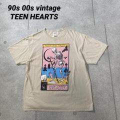 90s00s tシャツ TEEN HEARTS メッセージ　スカル　DEATH