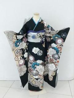 落ち着き　振袖フルセット　ちりめん　黒 2025年最新】振袖 フルセット 黒の人気アイテム - メルカリ