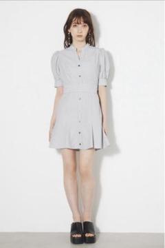 ♡リエンダ♡パフスリーブストライプミニワンピース♡新品未使用タグ付き♡ブラック♡ ♡リエンダ♡パフスリーブストライプミニワンピース♡新品未使用