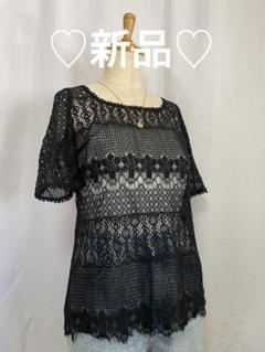 ♡新品♡ ブラックレース 半袖トップス