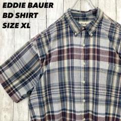 EDDIE BAUERエディーバウアー半袖マドラスチェック柄BDシャツ　XL古着