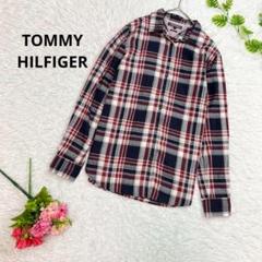 TOMMY HILFIGER 長袖　シャツ　チェック柄　紺•白•赤　薄手　M