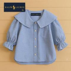 【美品】Polo Ralph Lauren 女子長袖フリルブラウス130cm ⭐️ポロラルフローレン⭐️襟フリル 長袖ブラウス 白 130cm
