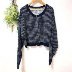 T0022 クラシカルエルフ　カーディガン　クロップド丈　美品　M 柄　レトロ