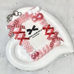 ストラップ付き さくらんぼ 赤 マーブル ホイップデコ トレカデコ 硬質ケース