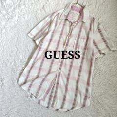 【ゲス】GUESS インド製 チェック柄半袖シャツ ヴィンテージ ロゴ刺繍胸ポケ