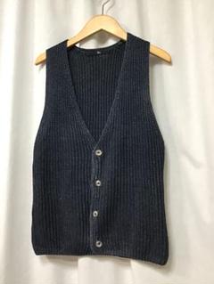 美品 45R 藍ざっくりリネンパッチワークキャミソール 0 藍染