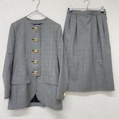 イヴサンローラン　セットアップ　グレンチェック　金ボタン　グレー　ヴィンテージ