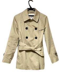 【超美品】コーチ/ベージュ/トレンチコート/ショート/ロゴ/スプリング/XXS トレンチ ショート レディース コート 弱撥水 バックフレア