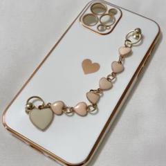 早い者勝ち❤️iPhone12Proケース カバー　チェーン 飾り　ハート