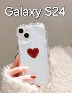 GalaxyS24ケース　なみなみ　ハート　クリア　ウェーブ　韓国女子