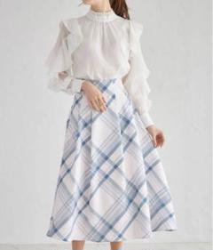 tocco closet バックレースアップチェックプリントツイードスカート