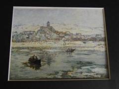 クロード・モネ、「Vetheuil in Winter」、希少大判画集・額装画 クロード・モネ、「Vetheuil in Winter」、希少大判画集・額装画