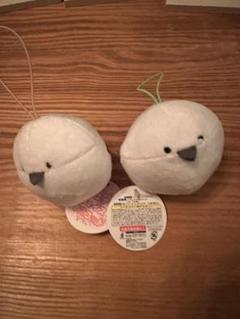 ふわふわの鳥のぬいぐるみ 2個セット　シマエナガフェイスマスコット