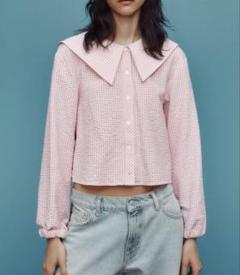 【ZARA】リボン付きチャンキーニットピーターパンカラートップス タグ付き新品☆ZARAのリボン付きチャンキーニットピーターパン