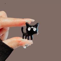 猫型 ブローチ ブラック