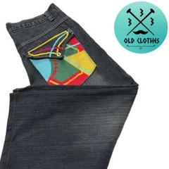 【PACO JEANS】パコジーンズ ブラックデニム ワイド 刺繍 90s B系