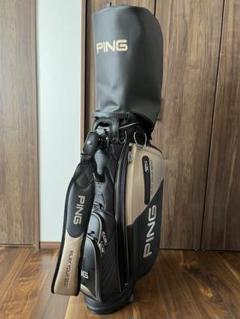 PING キャディバッグ 9号 未使用名札付スタンド型 黒/ベージュ PING キャディバッグ 9号 未使用名札付スタンド型 黒/ベージュ