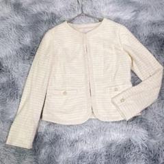 any SiS【2】ノーカラージャケット　アイボリー　レディース　少し厚手