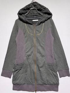 インフラルージュ/グレー フード付き パーカー\新品/ロングパーカー/羽織り