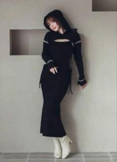 andmary mitten layered knit dress ワンピース