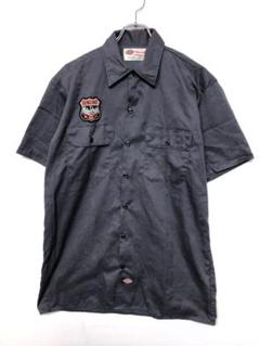 Dickies アメカジ 古着 バイカーワッペン 半袖 ワークシャツ