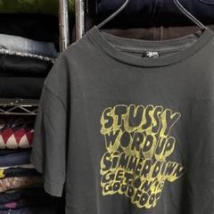 old stussy ビンテージ Tシャツ フェードグレー 古着 立体プリント