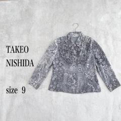 TAKEO NISHIDA タケオニシダ花柄シャツ グレーサイズ9